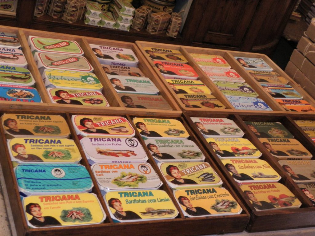 sardine boxes at a traditionnal shop - lisbon