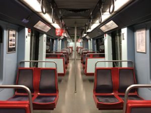 Inside of Lisbon Subway Train