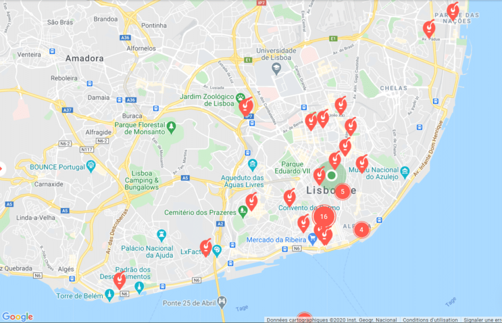 Location map of the luggage storage of Nannybag in Lisbon